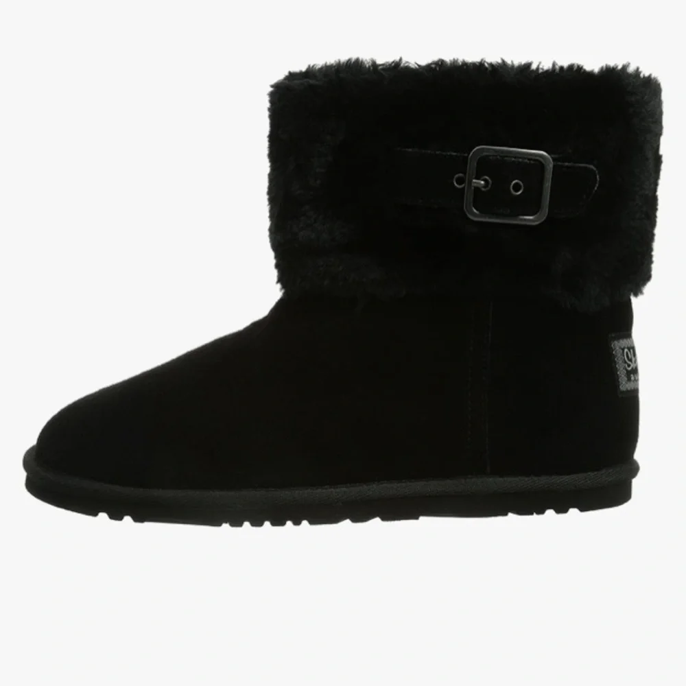 Skechers Star Shooter Skyward Suede & Fur-lined Black Boots NWT - Picture 4 of 12